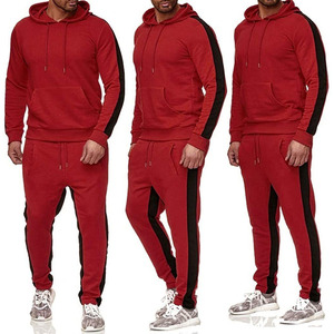 Custom Fabric Striped Tracksuits Set Men's Summer Fashion Pullover Hoodies With Matching Jogging Pants - Product Image 3