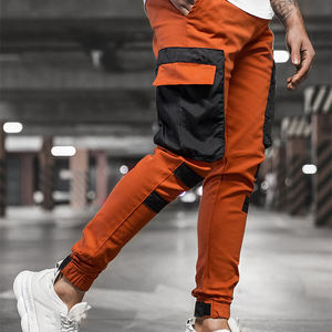 Pantalones deportivos con bolsillo lateral para hombre, pantalón de chándal elástico apilado con cremallera - Product Image 3