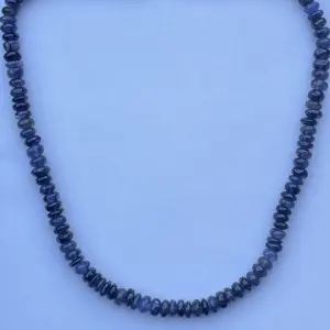 Natural Blue Iolite Smooth Rondelle Beaded Gemstone Necklace Jewelry Wholesale Manufacturer at Best Price Trending Online Sale