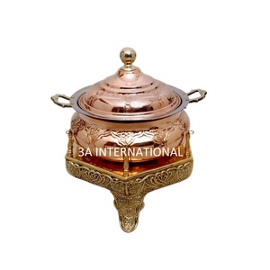 Embossed Metal Pot Casserole Serving Dish Pure Copper Chafing Dish for Wedding <b>Table</b> Decor Food Supplies <b>Buffet</b> Food Warmer - Product Image 1