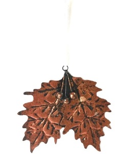 METAL LEAF WITH VERY <b>SMALL</b> JINGLE <b>BELL</b> DESIGN CHRISTMAS HANGING ORNAMENT METAL CHRISTMAS TREE DECORATION - Product Image 1