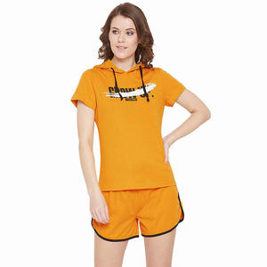 T-Shirt imprimé simple et décontracté pour femmes, ensemble élégant avec short, vêtements d'extérieur, été, - Product Image 1