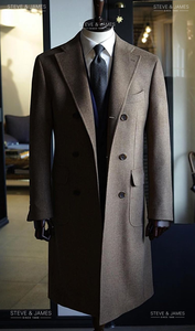 Luxury Quality Wool <b>Double</b> <b>Breasted</b> V-neck <b>Mens</b> Overcoat Steve & James for Winter Fashion - Product Image 3