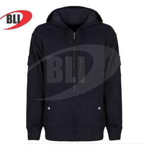 เสื้อกันหนาวแบบสวมหัวมีฮู้ดผ้าคอตตอนผ้าฟลีซปักโลโก้มีซิปสีตัดกันสำหรับทุกเพศขนาด - Product Image 3