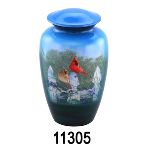 Cremation Urn ผู้ใหญ่ Rose ดอกไม้และ Kingfisher ธีมพิมพ์ออกแบบผู้ผลิตอลูมิเนียม Keepsake Urns - Product Image 4