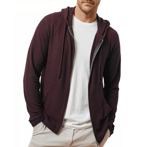 Whole Sale Custom Zipper burgundy Color hoodie for man Pure Cotton hoodies as per customer requirement - Product Image 2