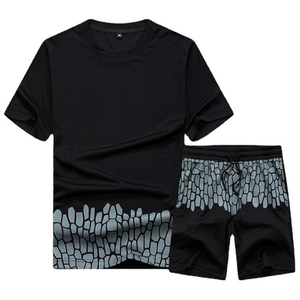 Conjunto de camisa de manga corta informal de verano para hombre al por mayor, pantalones cortos hasta la rodilla - Product Image 1