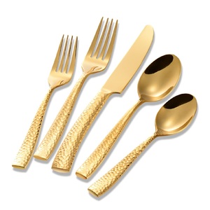 Couverts de fantaisie faits à la main en métal plaqué or martelé ensembles de vaisselle de luxe classique de concepteur unique - Product Image 2