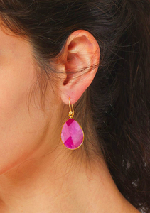 Pendiente de gota de piedra preciosa de calcedonia blanca para niña, pendiente facetado - Product Image 5