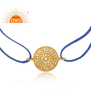 Filigrana Mandala diseño chapado en oro plata Lisa cielo azul hilo pulsera macramé joyería delicada colección - Product Image 2