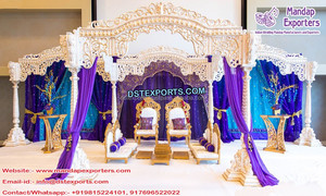 Mandap ไม้ที่น่าสนใจสำหรับงานแต่งงานคุชราตงานแต่งงานฮินดูล่าสุด Mandap ไม้คลาสสิกวัดสไตล์แต่งงาน Mandap - Product Image 6