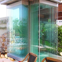 Système de porte patio pliante en verre trempé sans cadre, étanche, avec accessoires extérieurs et kit de quincaillerie de pliage