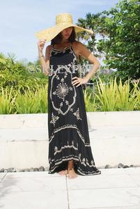 Robe Maxi brodée avec paillettes pour femmes, tenue de travail, haut à volants, Sexy, au dos, Chic, style bohémien, vêtements de plage, mode d'été 2019 - Product Image 5