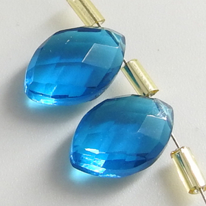 Tanzanite bleu Quartz perle à facettes Marquise 12X8MM larme bijoux faits à la main boucle d'oreille paire lâche verre cristal perle - Product Image 1