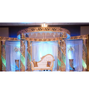 Elegante Mandap Redondo de Cristal para Ceremonia de Boda, Mandap de Boda de Cristal LED Único, Pilares Decorativos de Cristal para Mandap de Boda, EE. UU. - Product Image 1