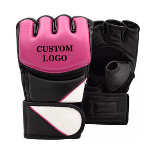 Rojo azul negro logotipo personalizado guantes de medio dedo luchando de cuero de la PU de MMA UFC - Product Image 1