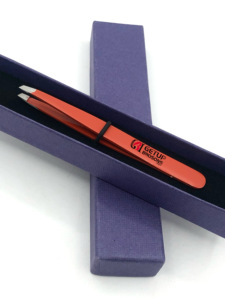 Pinzas de extensión de cejas con revestimiento de polvo naranja profesional, nuevo estilo, logotipo personalizado, Punta plateada, instrumento de belleza de acero inoxidable - Product Image 2