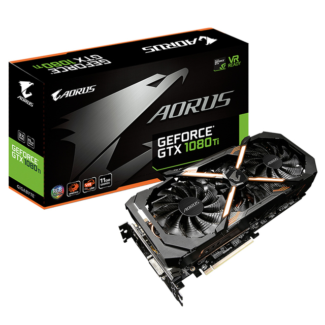 Used GIGABYTE AORUS GeForce GTX 1080 Ti 11G Graphics Card with 11GB GDDR5X 352-bit Memory Support OverClocking