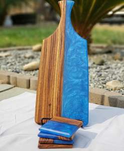 Tabla de Cortar Rectangular de Resina y Madera de Acacia de 1.5 cm de Grosor, de la Mejor Calidad, Marca Star Crafts India, con 4 Posavasos, Tamaño Personalizable - Product Image 2