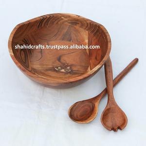 Cuenco de madera de acacia hecho a mano personalizado de alta calidad Madera pura ecológica con el último diseño y función segura para lavavajillas - Product Image 5