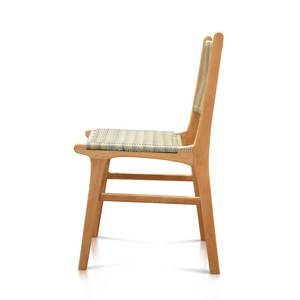 Silla de comedor moderna contemporánea de alta calidad, cordón sintético de madera de teca maciza, Natural elegante acabado, convertible para el hogar - Product Image 5
