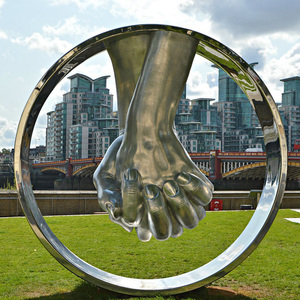 Jardín al aire libre moderno decorar Metal abstracto de una sola mano Torr bola estatua grande de acero inoxidable de una sola mano Torr-Ball escultura - Product Image 4