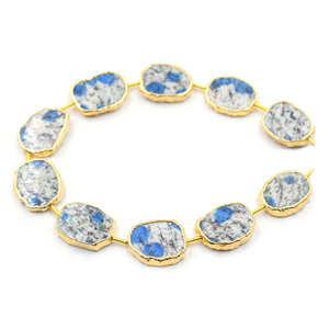 K2 Jasper Uneven Shape 18K Gold Plated Brass Strand 15-17mm Natural Gemstone Straight Drilled 10 Pieces for Jewelry Making - Product Image 1