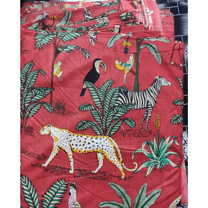 Best Selling New Jungle Safari Design Hand Screen Tiger Print Indian Multi-Color Cotton Fabric Factory Wholesale