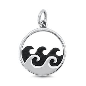 Des fabricants de créateurs uniques de la boutique, en argent Sterling 925 fait à la main, pendentif de vague de mer uni, bijoux de charme, cadeau de nouvel an - Product Image 1