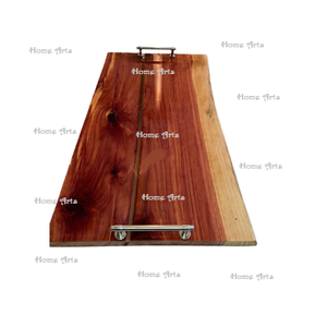 Bandeja de madera para servir té y café con asas de hierro Bandeja para servir alimentos de gran tamaño de calidad superior para los más vendidos - Product Image 6