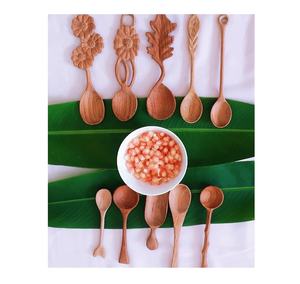 Service en bois sculpté à la main, avec cuillère et fourchette décorative (Ms. Ponçage 0084587176063 WS), livraison gratuite - Product Image 1