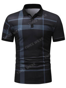 Camiseta con estampado bordado personalizado para hombre, Polo a cuadros con diseño de marca - Product Image 2