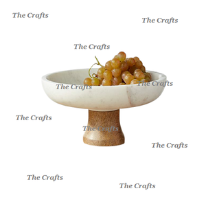 Frutero de Metal Pulido Blanco con Base de Madera, Decoración de Mesa Ecológica, Alta Calidad, Precios Bajos - Product Image 1