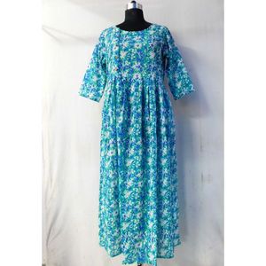 Vestidos Kurtis de diseñador Hippie para mujer, estampado de bloques de algodón puro, estampado Floral, manga larga, precio de fábrica, método de tejido - Product Image 1