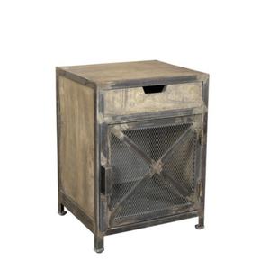 Modern Vintage Solid <b>Oak</b> Wood Nightstand Industrial <b>Bedside</b> <b>Cabinet</b> with Iron Accents for Home Bedroom Furniture - Product Image 2