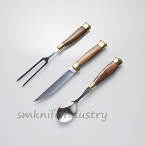 Juego de cubiertos de cocina de acero inoxidable forjado a mano, personalizado, 3 con kit de cuero (Smk1962) - Product Image 2