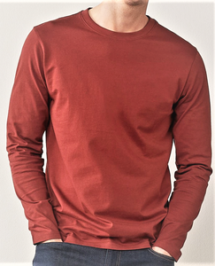 Camiseta de alta calidad con diseño personalizado para hombre, camisetas de manga larga de tejido entrelazado de cuello redondo ligero - Product Image 5
