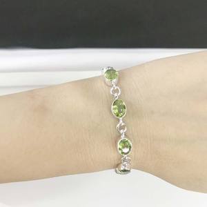 Beautiful Design Peridot Cut Gemstone 925 Sterling Silver Oval Bracelets-Romantic Women's Gift & Party Jewelry Wholesale - Product Image 3