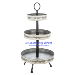 ที่มีคุณภาพสูงสีดำโบราณ3ชั้นถาดยืนใช้ในบ้านห้องครัวและตกแต่งถาดโลหะสำหรับผลไม้และอาหาร - Product Image 5