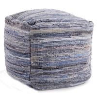 Caleçon de jardin en Jute, bleu clair et naturel, intérieur et extérieur, accessoire pour chambres marocaines, tabouret de lit, pochette de couchage