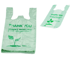 Venta al por mayor de camisetas reciclables biodegradables impresión personalizada bolsas de plástico y bolsas para caca para perros uso en supermercados - Product Image 1