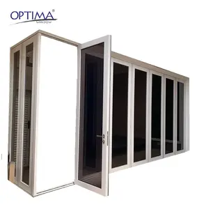 Porte pliante de qualité supérieure avec isolation phonique, porte extérieure en accordéon, fenêtre coulissante en aluminium pliante
