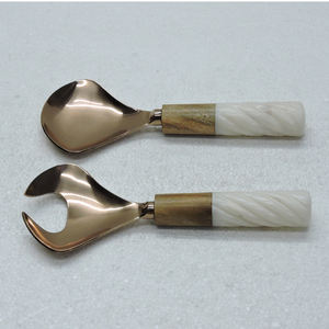 Manche en résine de bois et acier inoxydable avec serveur de salade plaqué cuivre couverts de cuisine accessoires de cuisine - Product Image 2