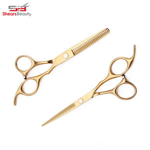 Tijeras de peluquero de acero inoxidable rectas personalizadas, cuchillas afiladas romas, mangos de plástico de cerámica para corte de pelo, adelgazamiento - Product Image 5