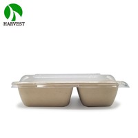 Compartimentos desechables de pulpa de bambú, caja de embalaje Biodegradable para alimentos para llevar