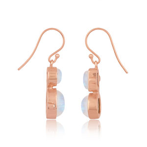 Pendientes de plata de ley 925 chapados en oro rosa, piedra de luna arcoíris Natural y piedra de topacio blanco, pendientes colgantes de piedras preciosas, fabricante de joyería - Product Image 3