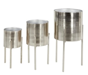 Macetas de Metal plateado para flores, diseño acanalado Vertical, montado en la pared, galvanizado - Product Image 3