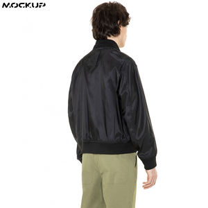 Veste bomber en satin avec logo personnalisé, pour homme, hiver, broderie OEM, veste de baseball légère avec poignets côtelés - Product Image 5