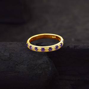 Wholesale 925 Sterling Silver Thin Band Luxury Design Gold Plated Light Weight Gemstone Amethyst Engagement Ring Fine <b>Jewellery</b> - Product Image 3