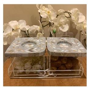 Artisanat de qualité, pot en acrylique et couvercle en bois avec incrustation de bois, récipient pour le stockage de desserts, utilisation dans les hôtels et les restaurants, taille personnalisée - Product Image 4